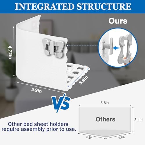 Lizemqqi Sheet Corner Lock Set of 4 Clear Silicone Holders