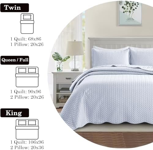 IR Imperial Rooms Queen Quilt Bedding Set - White 90x96