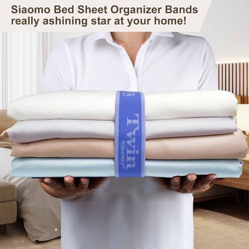 Siaomo Bed Sheet Organizer Bands - 4PCS Blue for Twin