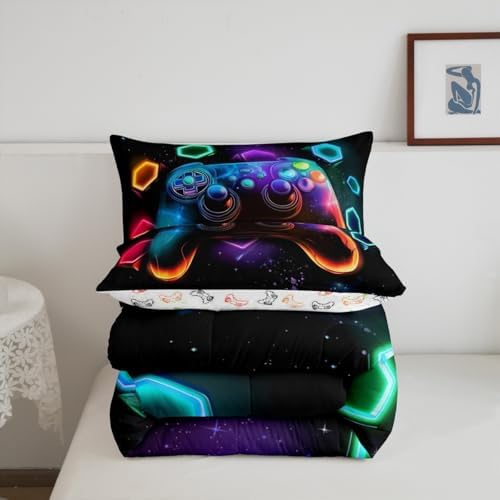 Erosebridal Gamer Comforter Set Twin Boys Red Green Blue Teal