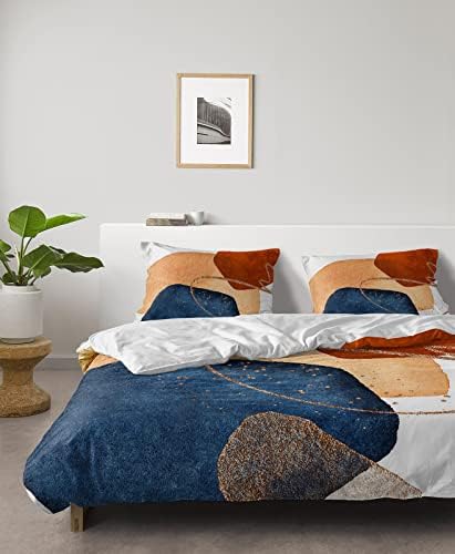 Alandar Home Mid Century Navy Blue Duvet Cover Set 4 Piece Queen