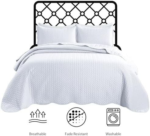 IR Imperial Rooms Queen Quilt Bedding Set - White 90x96
