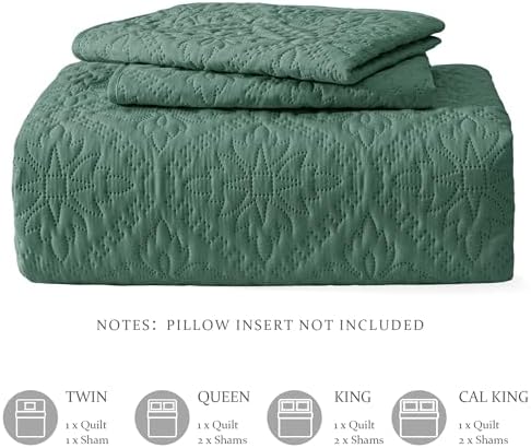 Exclusivo Mezcla Queen Quilt Set Modern Green Quilts with 2 Pillow Shams 1
