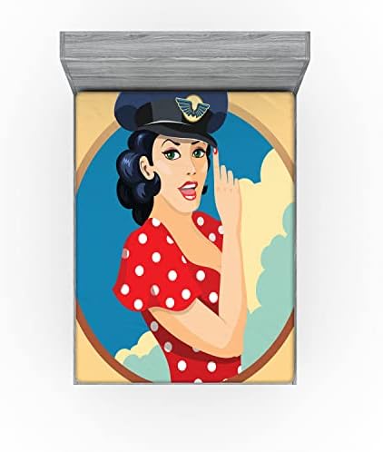 Ambesonne Pin Up Girl Fitted Sheet - Multicolor