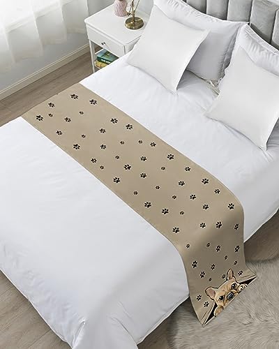 Cute Dog Paw Bed Runner Scarf for King Size Bed