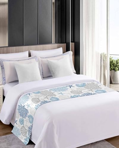 Ldtrchee Ocean Blue Bed Runner for Queen