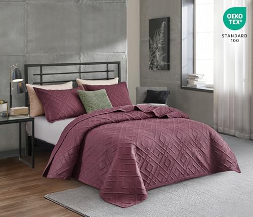 CHIXIN Quilt Queen Size - Geometric Pattern Bedspread Coverlet Set - Modern Style