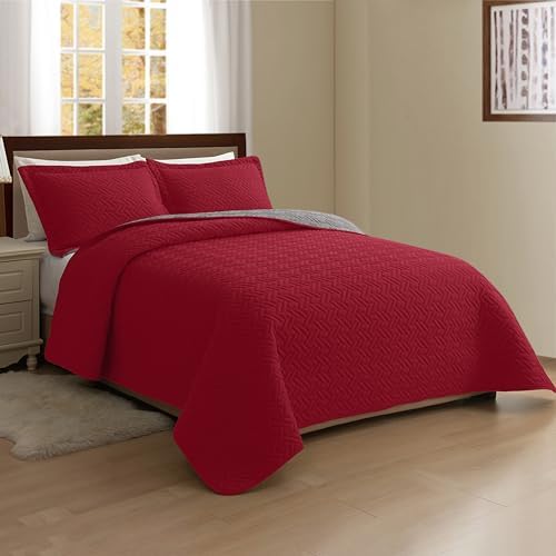 Elegant Comfort Reversible Quilt Set - Queen 3-Piece with Pillow Shams