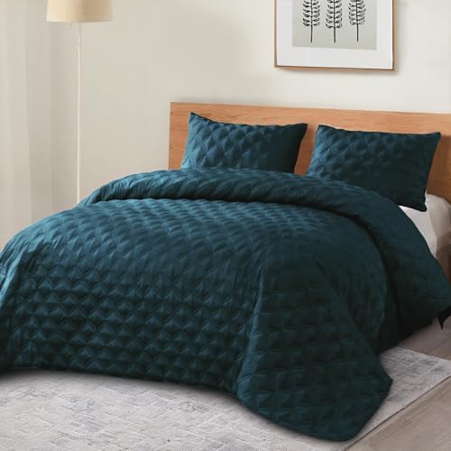 Exclusivo Mezcla Full Queen Quilt Set 3-Piece Navy Blue