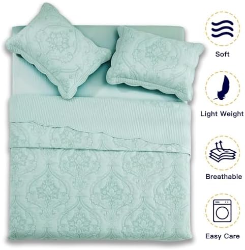 CHIXIN Bedspread Set Queen Size - Reversible Paisley Pattern