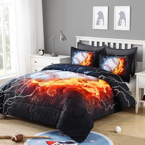 Andency 3D Baseball Comforter Twin Set 2Pcs