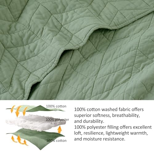 palassio Sage Green Cotton Quilt California Cal King Set