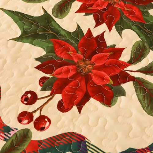 Cmfshape Christmas Bedspread Queen Size 3Pcs Red Set
