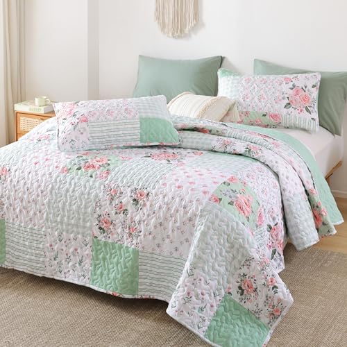 YIKUSH Queen Size Floral Quilt Set 3 Pieces 1