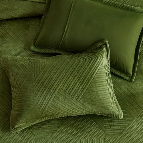 WARMDERN Velvet Quilt Set Queen Size 1