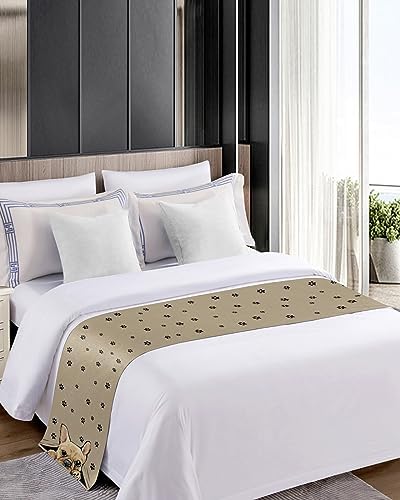 Cute Dog Paw Bed Runner Scarf for King Size Bed