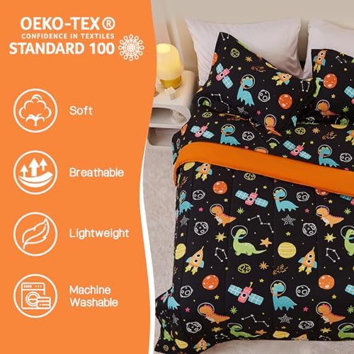 Yibeizi Space Dinosaur Kids Comforter Set for Boys