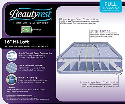 Beautyrest 17 Inch Full Air Mattress with Pump and Edge Support