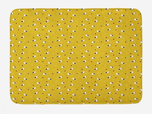 Ambesonne Seagull Decorative Bath Mat Yellow Grey 302 x 20