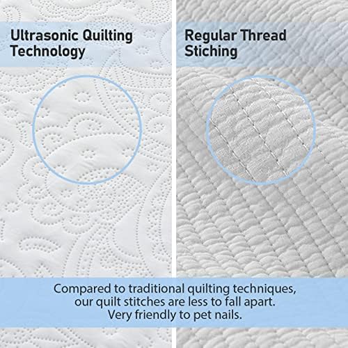 Qucover Alaska King Bedspread Set 3 Piece White Paisley