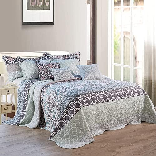Home Soft Things 9 Piece Striped Bedspread Set