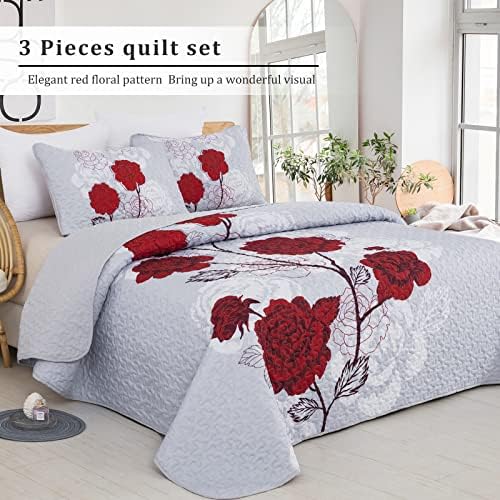 Anibedding Floral Quilt Set Queen Size 1