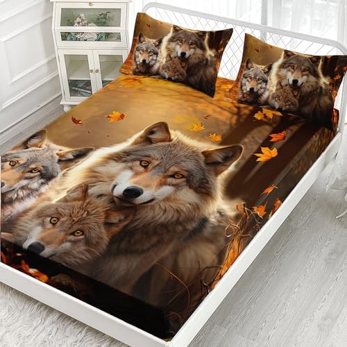 AILONEN Wolf Fitted Sheet Set - Twin XL Size