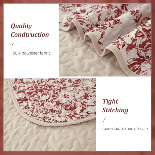 WONGS BEDDING King Size Quilt Set Red 3 Pieces