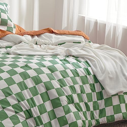 Bedsure Checkered Comforter Set for Boys Twin Extra Long 2 Pieces