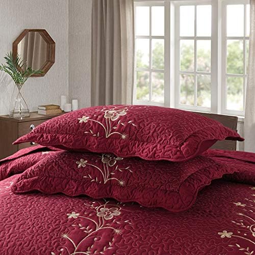MarCielo 3 Piece Quilt Set Bedspread Microfiber Embroidered Comforter Set