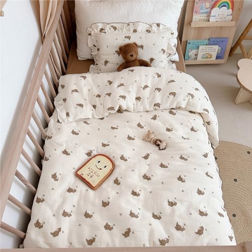 AOJIM Kids Duvet Cover with Little Bee and Brown Bear 47X59