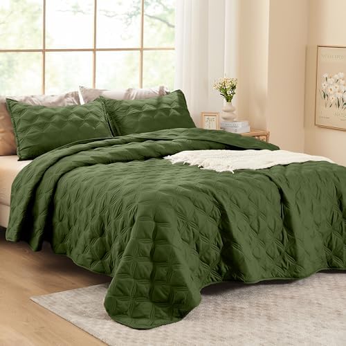 Litanika Super King Olive Green Quilt Set 3 Piece