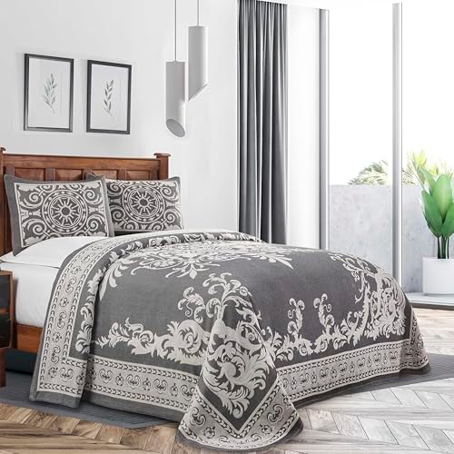 Superior Cotton Blend 3-Piece Bedspread Set King Charcoal