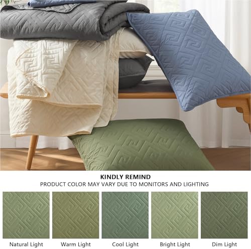 Homelike Moment King Size Quilt Set Olive Green 1