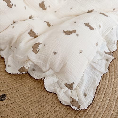 AOJIM Kids Duvet Cover with Little Bee and Brown Bear 47X59