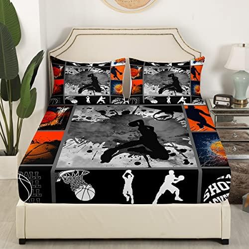 Erosebridal Water Fire Basketball Fitted Sheet Set 1