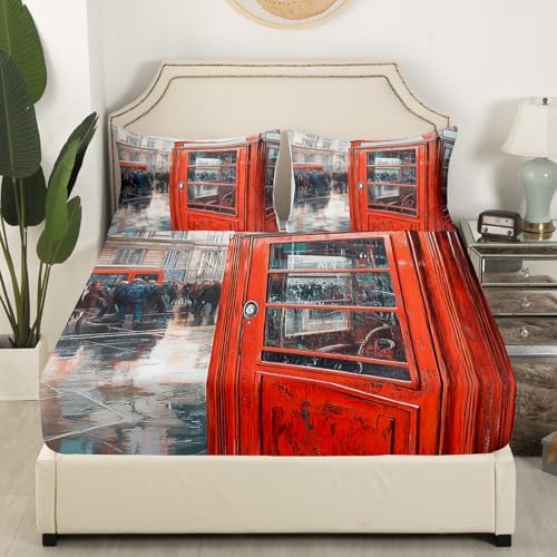 Feelyou London Themed Twin Size Kids Bed Sheet Set