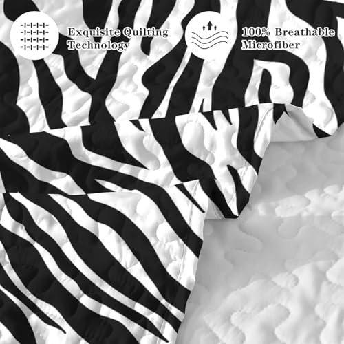 Pamnest Zebra Stripe Quilt Set 3 Pcs Full Queen 1