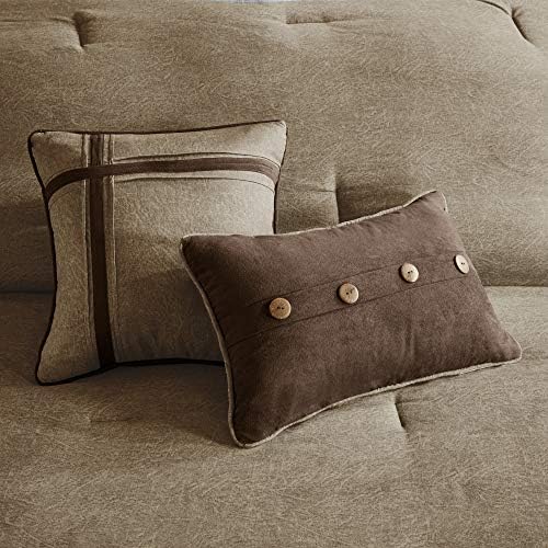 Madison Park Boone Cozy Comforter Set Faux Suede Rustic Brown 7 Piece