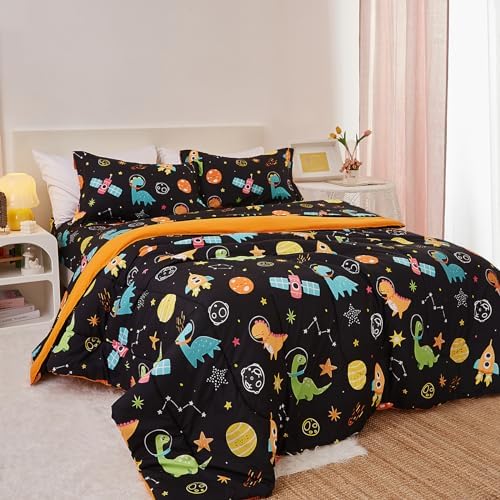 Yibeizi Space Dinosaur Kids Comforter Set for Boys