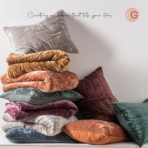 EVERGRACE Luxury Velvet Quilt Set Queen Size Burgundy