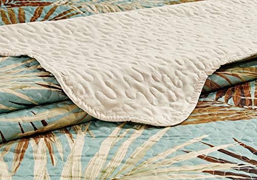 Masterplay 3-Piece Tropical Palm Quilt Set Oversize King Size Bedspread