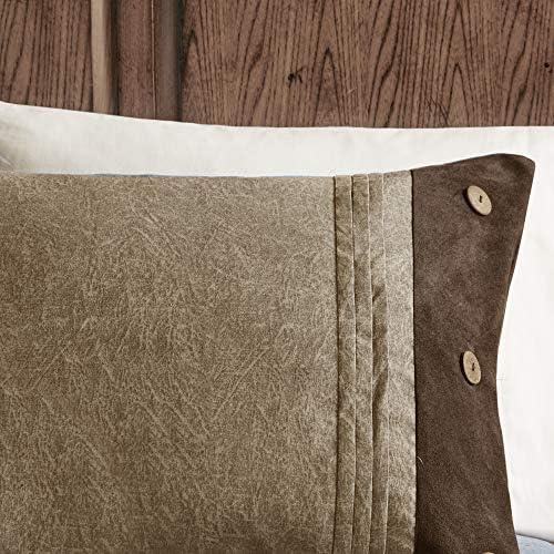 Madison Park Boone Cozy Comforter Set Faux Suede Rustic Brown 7 Piece