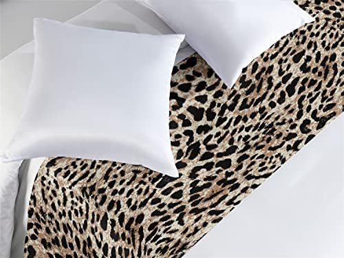 Ambesonne Leopard Print Bed Runner - King Size Dark Brown Beige