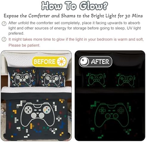 Glow in The Dark Gamer Comforter Set for Kids 1