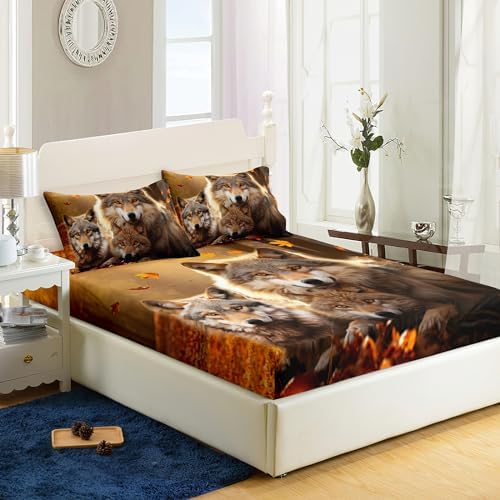 AILONEN Wolf Fitted Sheet Set - Twin XL Size