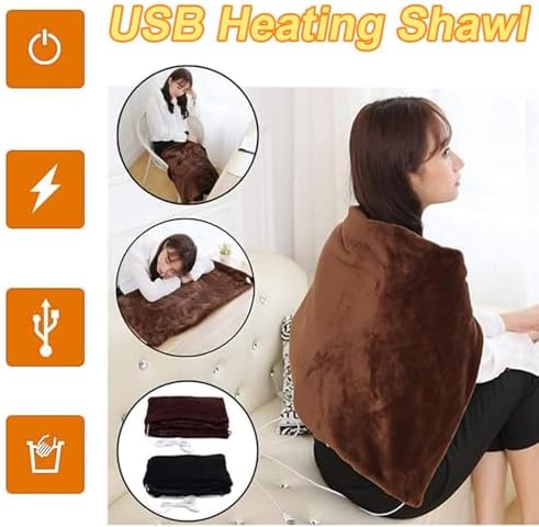 USB Heated Shawl Blanket with 3-Section Temperature Control