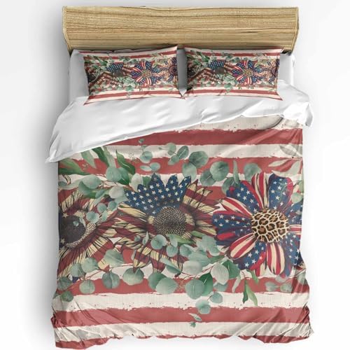 Boanket 3-Piece Queen Bedding Set 4th of July Duvet Covers with Zipper