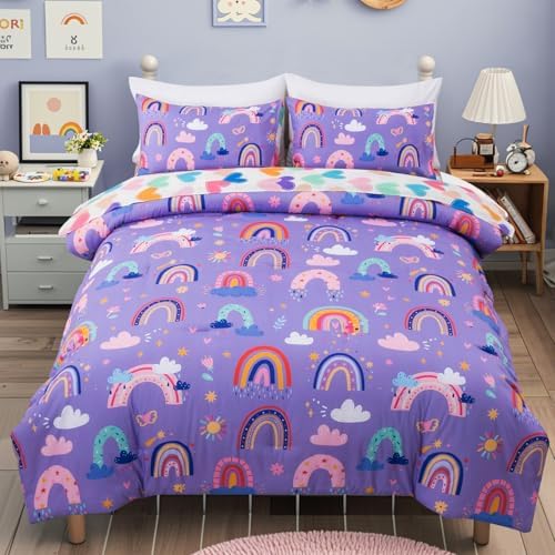 Holawakaka Boho Rainbow Twin Comforter Set with Sheets