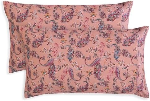 Elegant Comfort Paisley Pillowcase Set 2-Piece Coral Microfiber